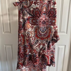 SHEIN Red Wrap Around Paisley Print Skirt